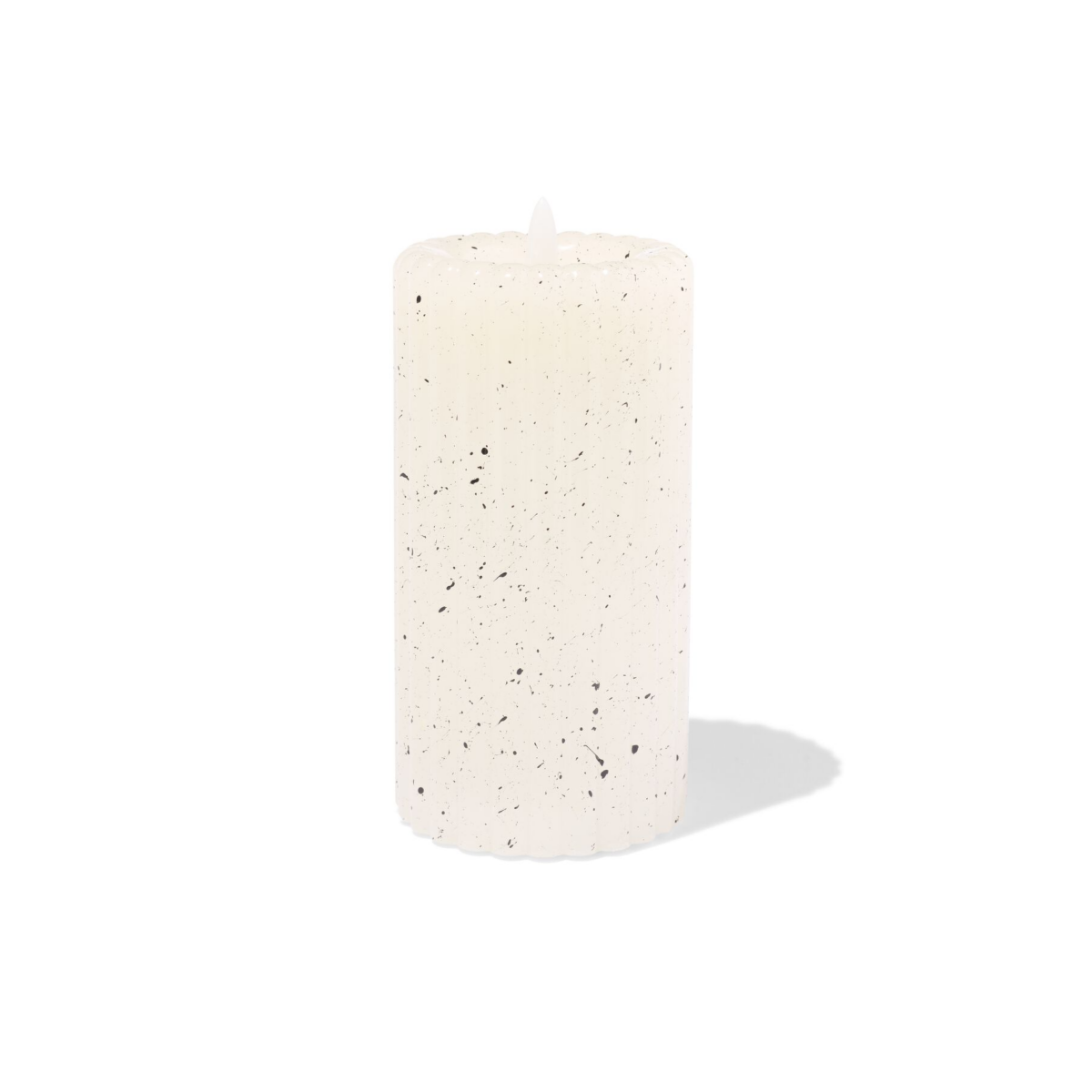 HEMA HEMA Led-stompkaars ⌀7.5x15cm Ribbel Spikkel Ivoor (ivoor)