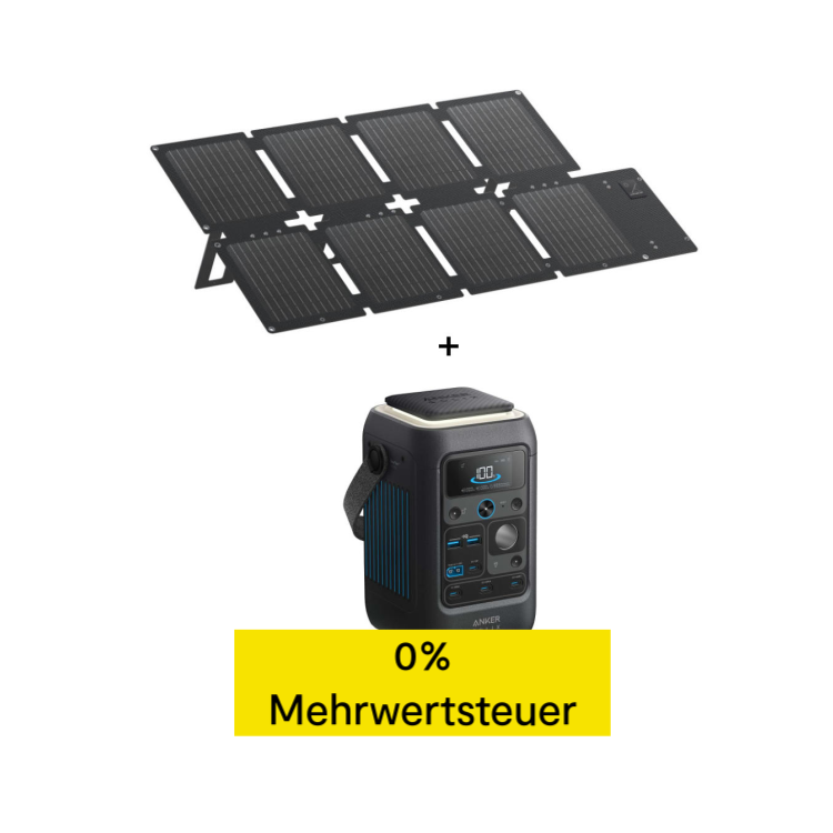 Anker SOLIX Offgrid-Set - mit faltbarem Solarpanel PS60 (60W) + tragbarer Powerstation C300X DC - Schwarz