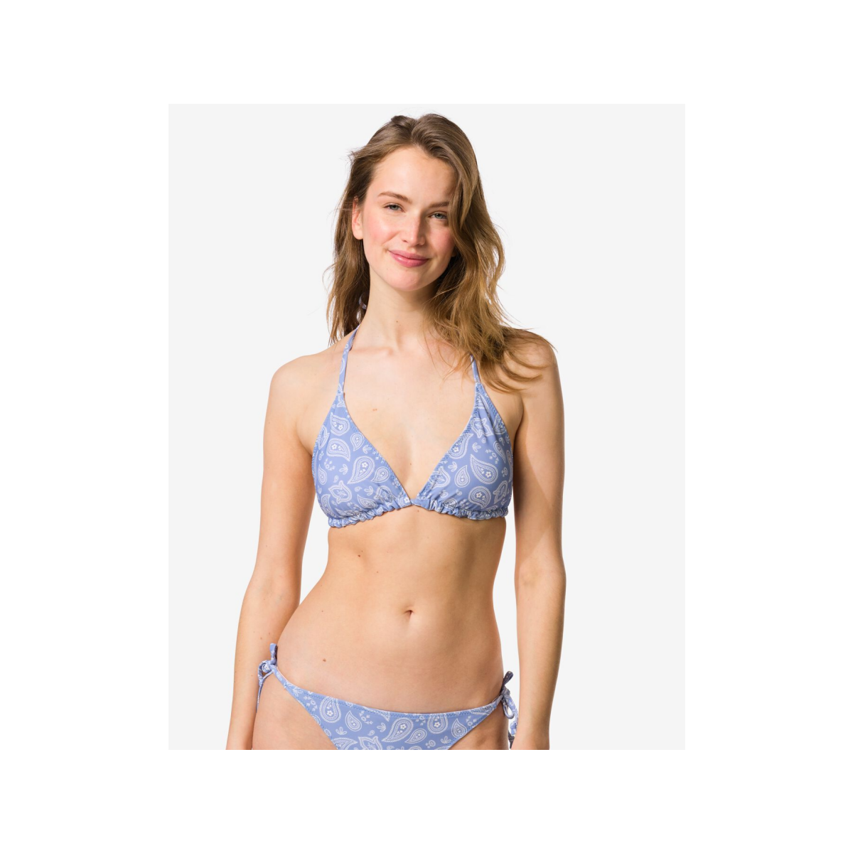 HEMA Omkeerbare damesbikinitop Juul triangel paisley-strepen blauw (blauw)