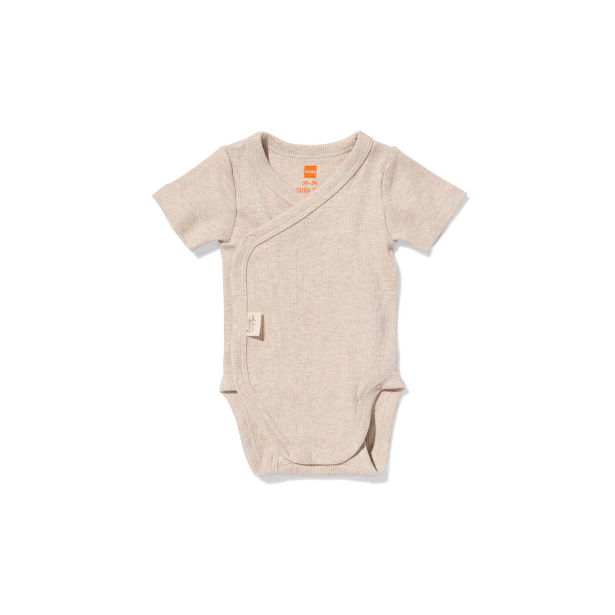 HEMA HEMA Newborn Meegroei Overslagromper Rib Zand (zand)