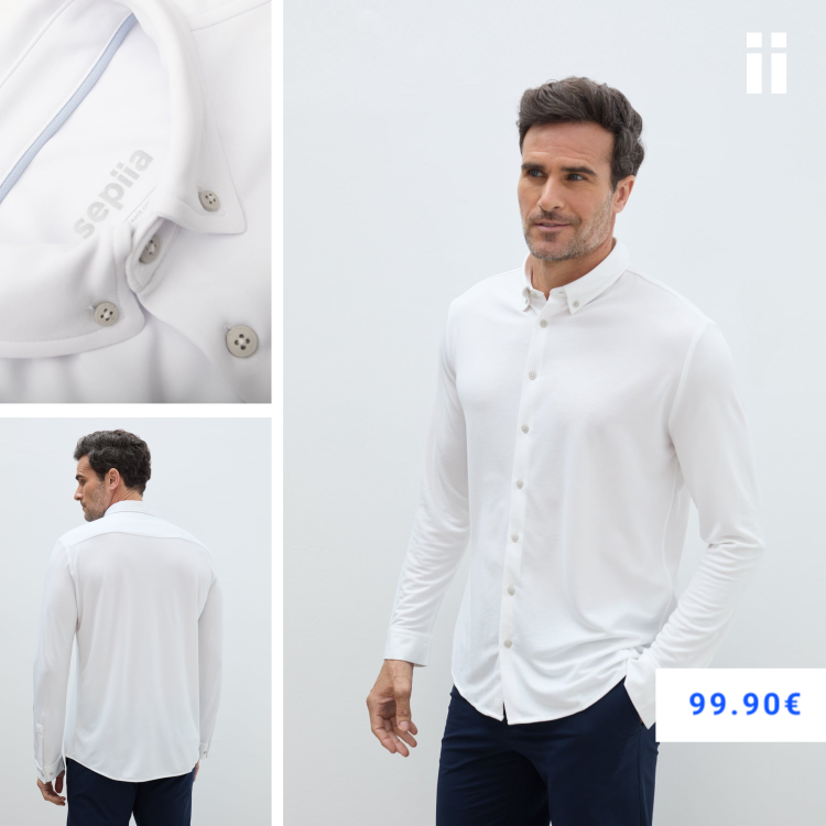 Camisa blanca casual regular hombre