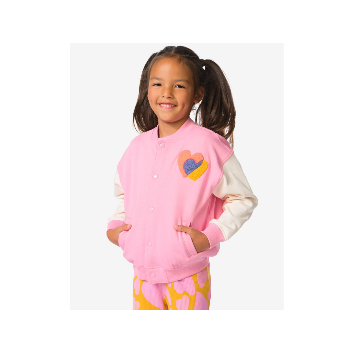 HEMA Kinder baseballvest hartjes fuchsia (fuchsia)