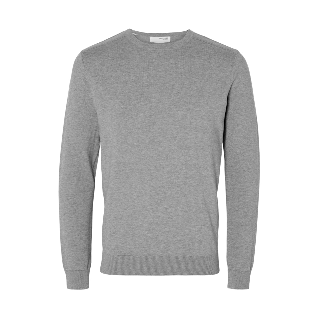 Selected Herren Hellgrau Rundhalspullover "Slhberg Crew Neck Noos", Gr. S, Grau (, Meliert), Strick, Obermaterial: 100% Baumwolle, Meliert, Regular... - Bild 3