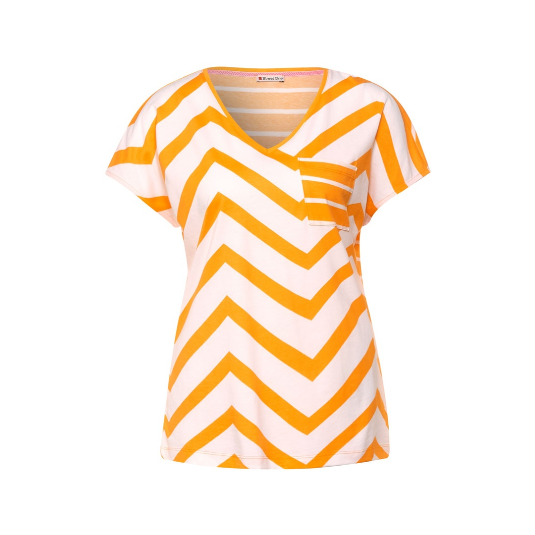 Street One - Damen T-Shirt - Gelb - Größe: 42 - bei Tara-M