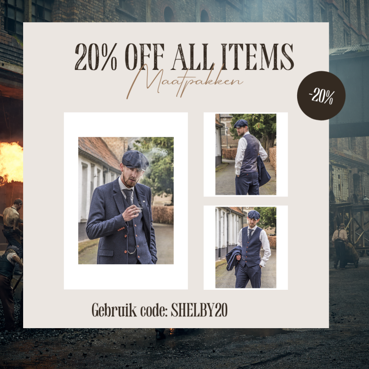 Maatpak Voor Heren | 3-delig Pak | Marineblauw Visgraat | Thomas Shelby | Peaky Blinders | Peaky Blinders