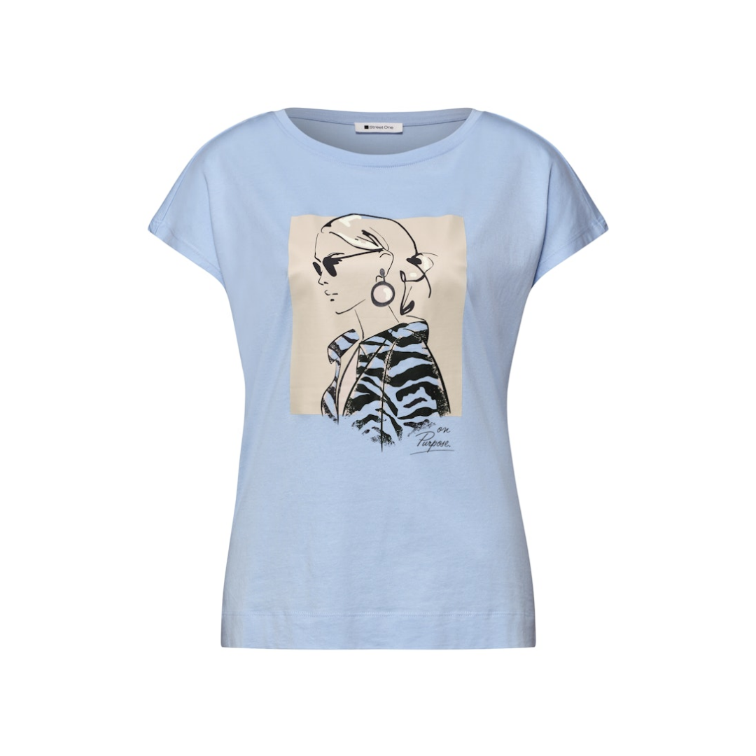 Street One - Damen T-Shirt - Blau - Größe: 42 - bei Tara-M