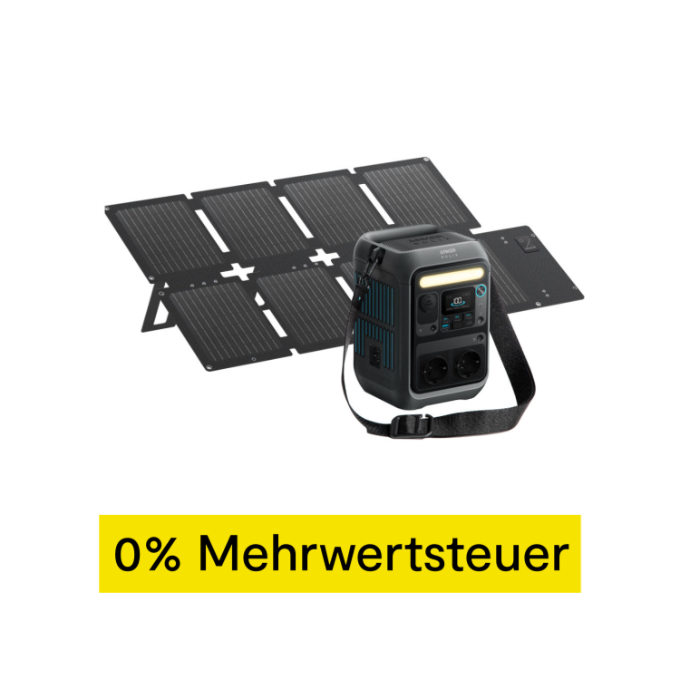 Anker SOLIX Offgrid-Set - mit faltbarem Solarpanel PS60 (60W) + tragbare Powerstation C300X (288 Wh, 300W) - Schwarz