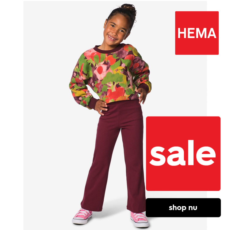 HEMA Kinderkledingset regular fit rib bloemen bordeauxrood (bordeauxrood)