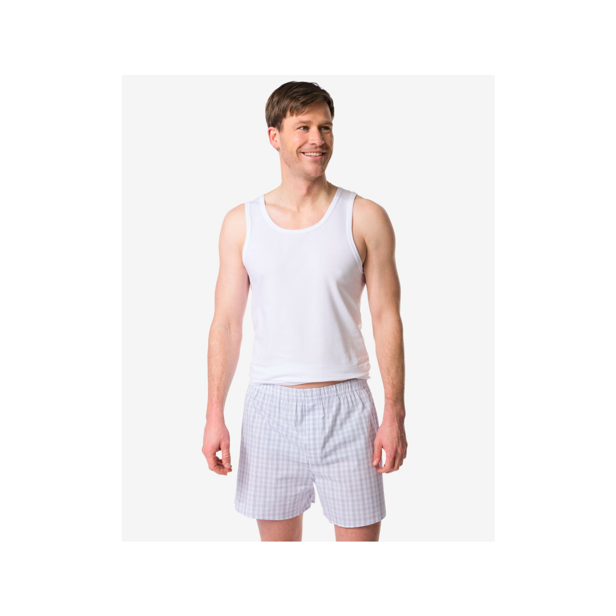 HEMA Losse herenboxer ruiten gebroken wit (gebroken wit)