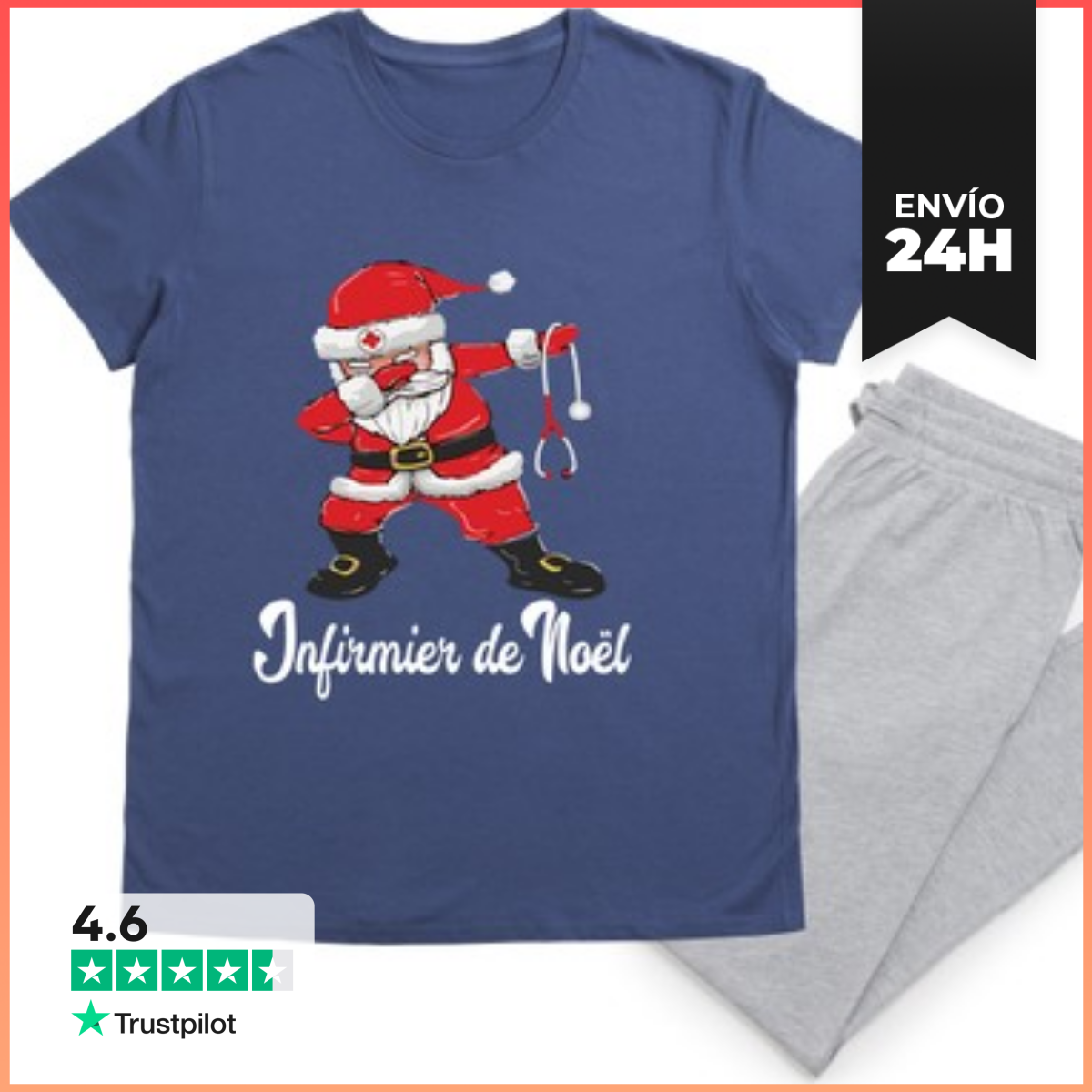 Pijama Papá Navidad Enfermero Santa Dab Versión Médica