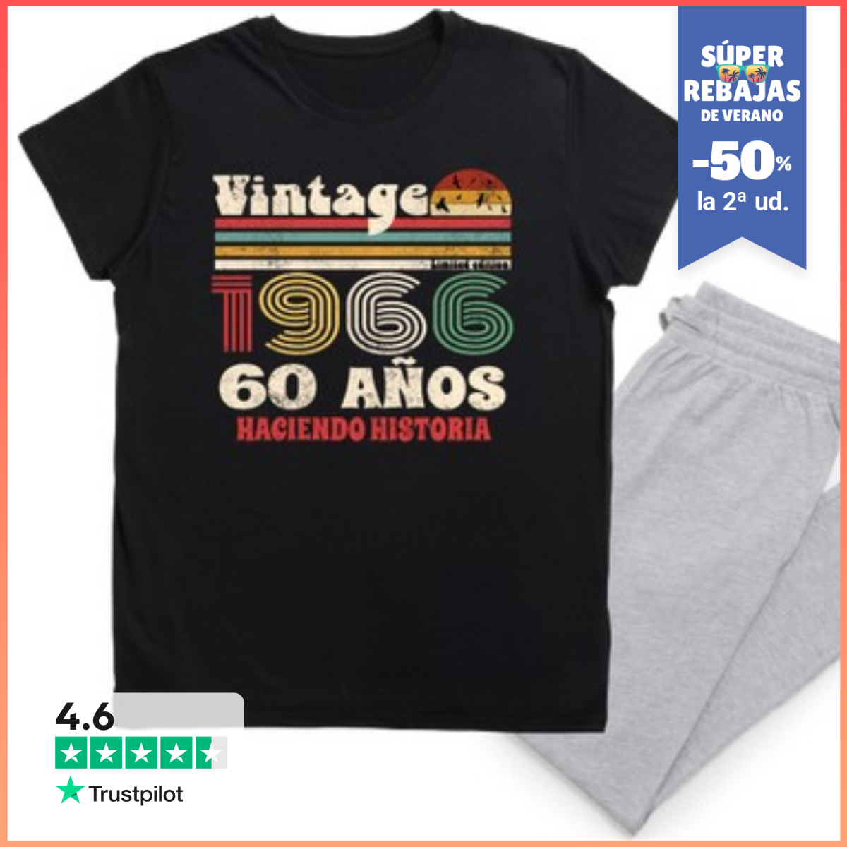 Pijama 60 Años 1966 Cumpleaños Vintage LaTostadora