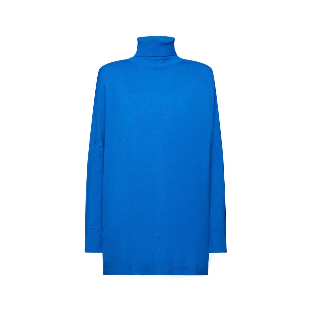 Esprit Pullover Rollkragen Fledermausarm Viskose-Polyamid Blau