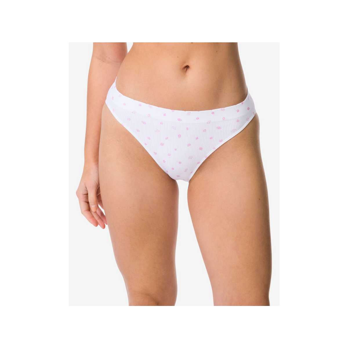 HEMA Damesslip naadloos rib bloemen wit (wit)