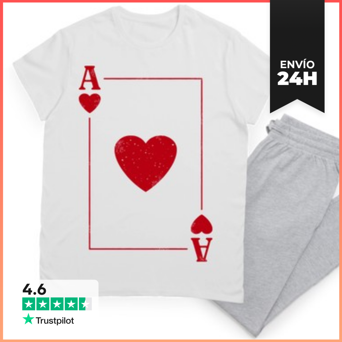 Pijama As De Corazones. Pareja De Ases Regalos Parejas