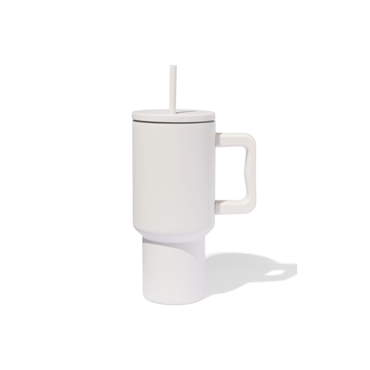 HEMA HEMA Drinkbeker Met Rietje 900ml Rvs Beige (beige)