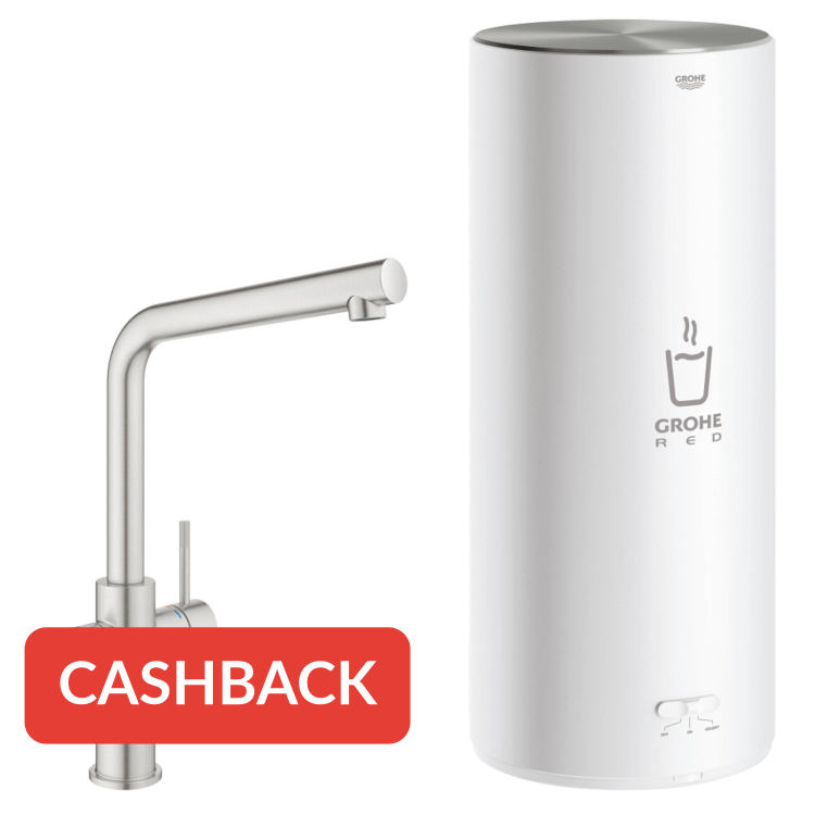 Grohe Red 3-in-1 kokendwaterkraan met L-uitloop en combi boiler supersteel