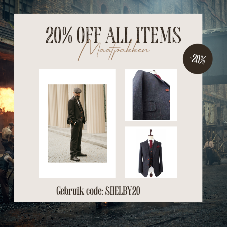 Maatpak Voor Heren | 3-delig Pak | Zwart Visgraat | Alfie Solomons | Peaky Blinders | Peaky Blinders