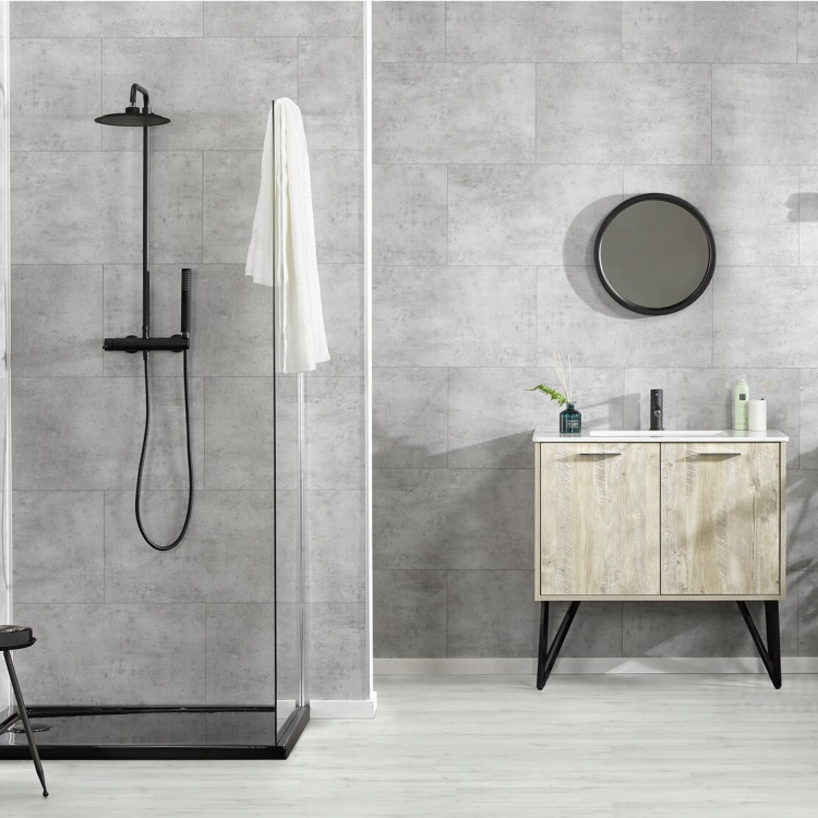 Dalle murale PVC effet béton pose collée, pose clipsée 7911 Toscana Gerflor - 65 cm x 37.5 cm x 0.5 cm