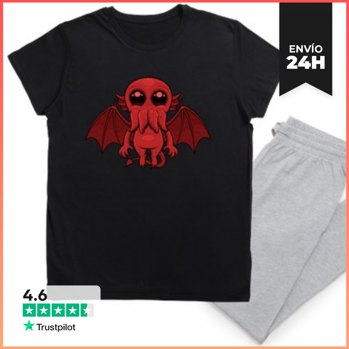 Pijama adorable monstruo marino rojo cthulhu laTostadora