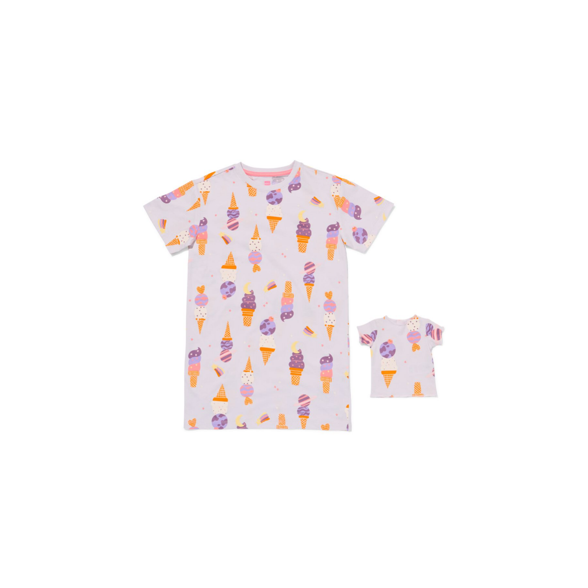 HEMA Kindernachthemd ijsjes met poppenpyjama paars (paars)