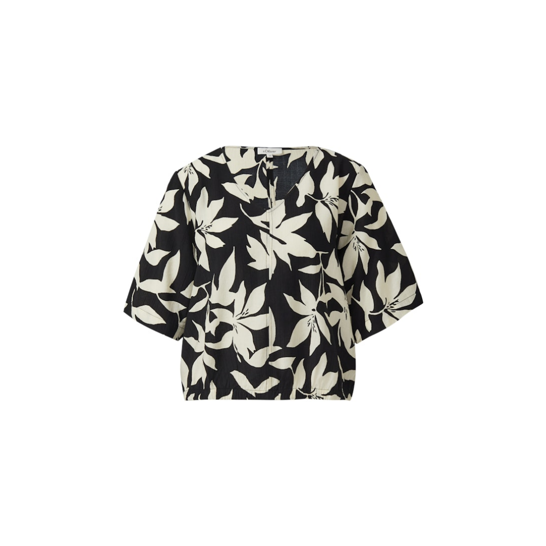 s.Oliver - Damen Kurzarmbluse - Schwarz - Größe: 42 - bei Tara-M