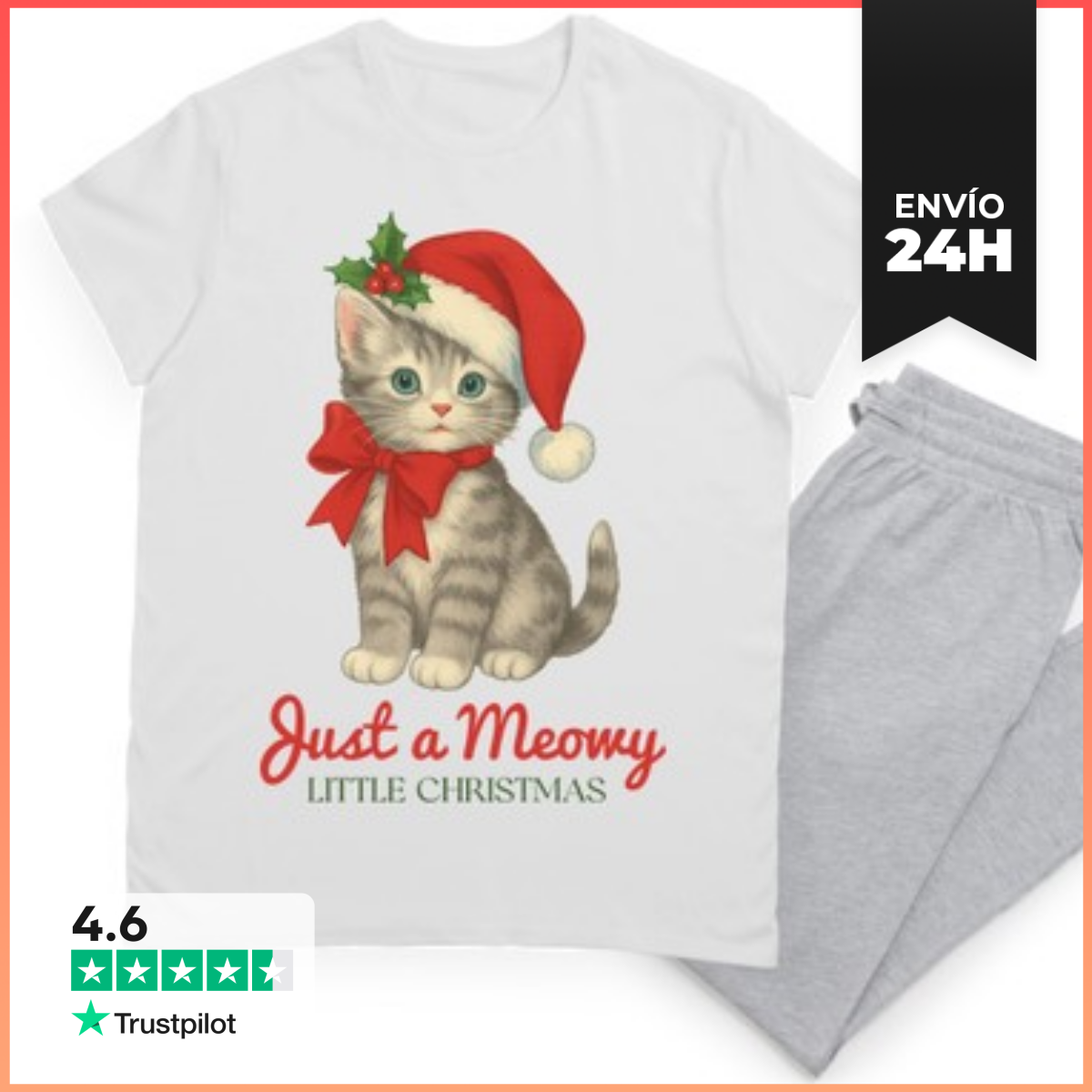 Pijama JUST A MEOWY LITTLE CHRISTMAS XMAS CAT LaTostadora