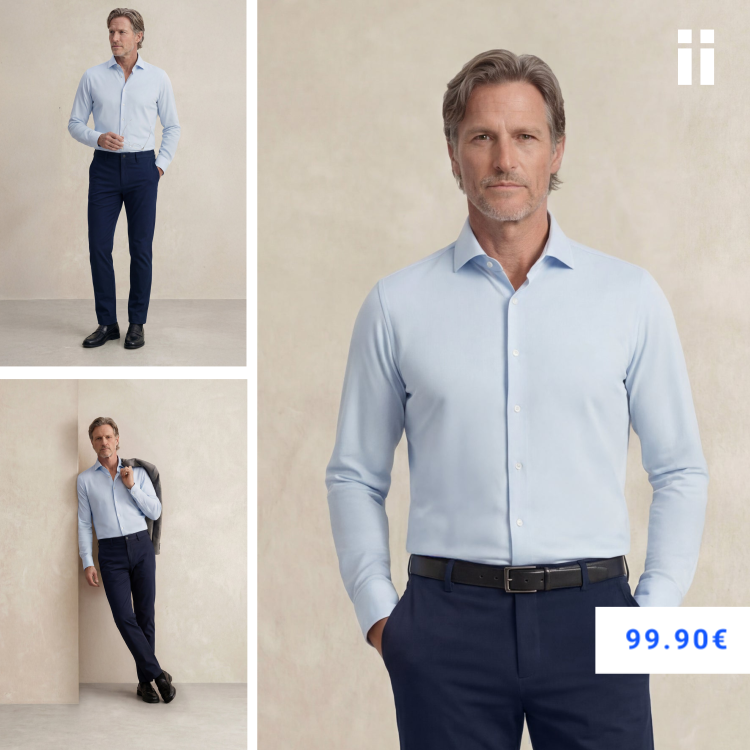 Camisa de vestir hombre azul celeste regular