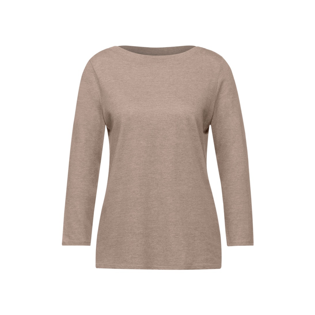 Street One - Damen Langarmshirt - mocca sand melange - Größe: 40 - bei Tara-M
