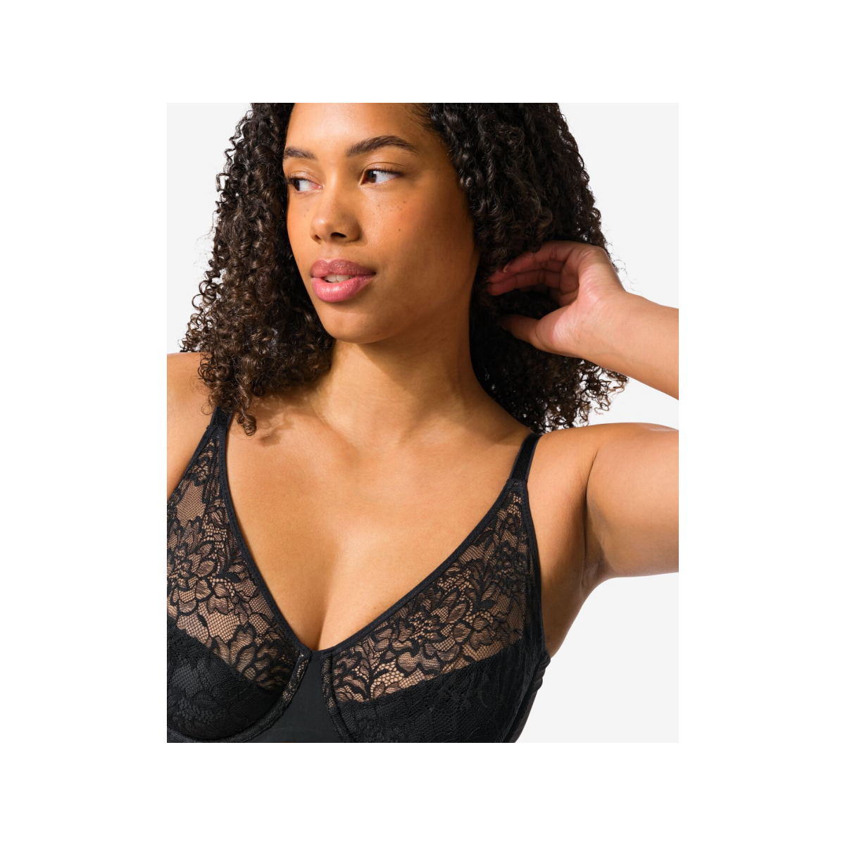 HEMA Niet voorgevormde kanten bh met beugel zwart (zwart)