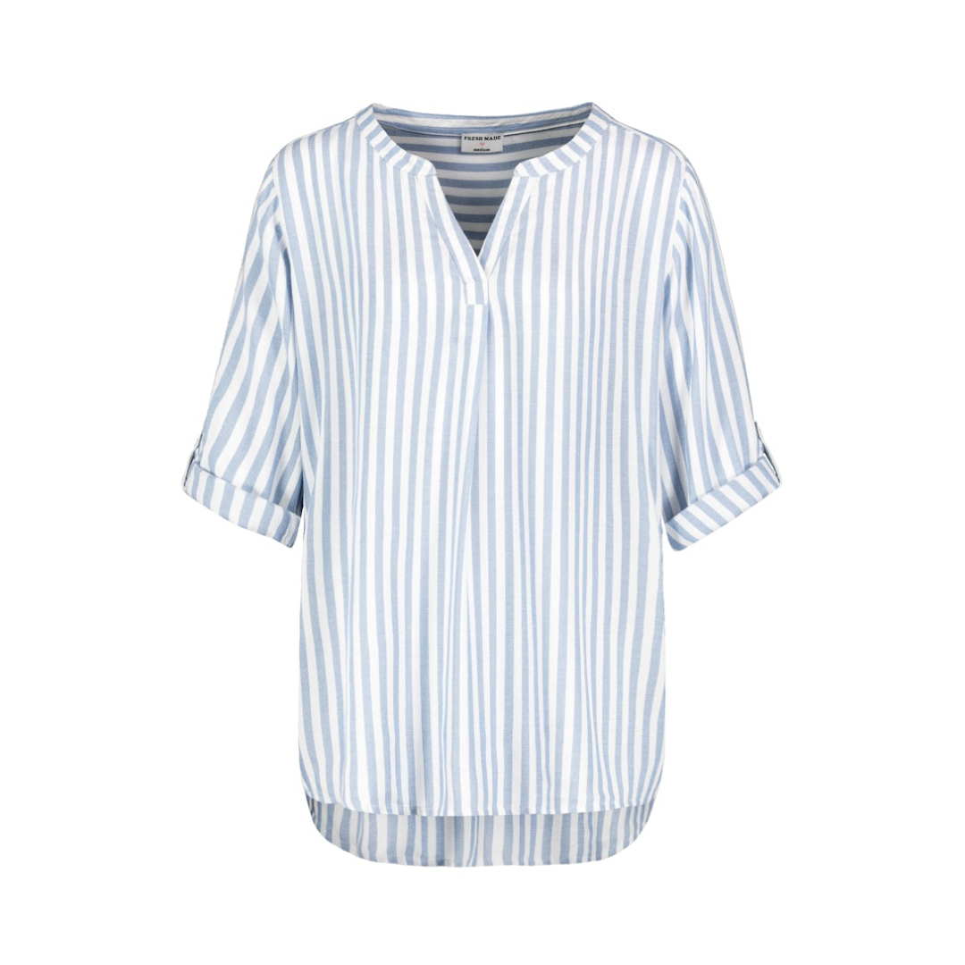 Eight 2 Nine - Damen Langarmbluse - Blau-white - Größe: M - bei Tara-M