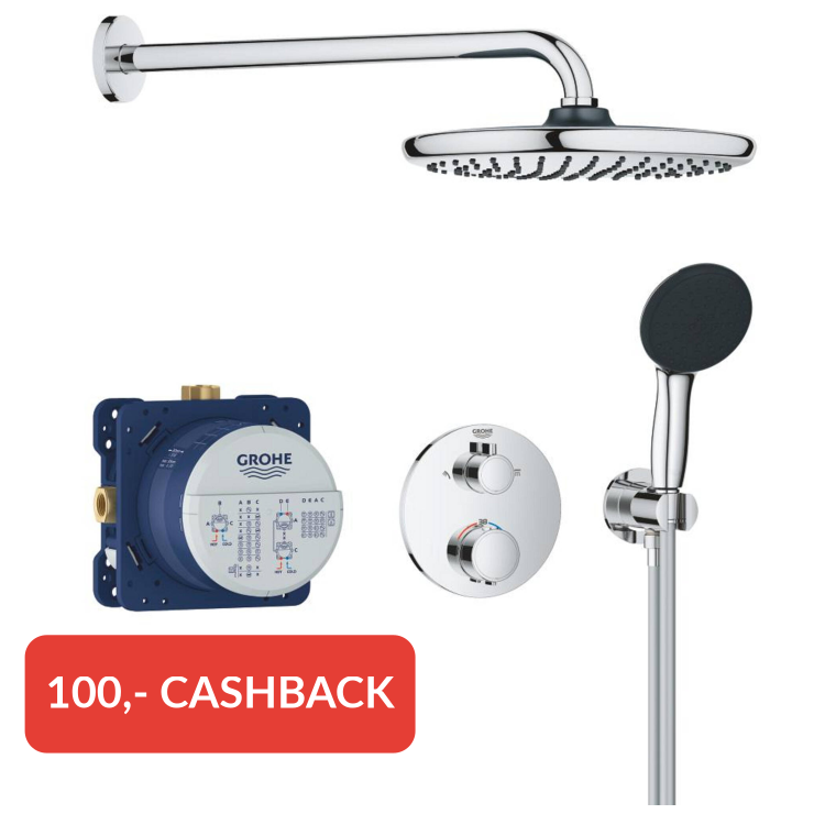 Grohe Precision inbouw regendoucheset Start 250 met 3 straalsoorten chroom rond
