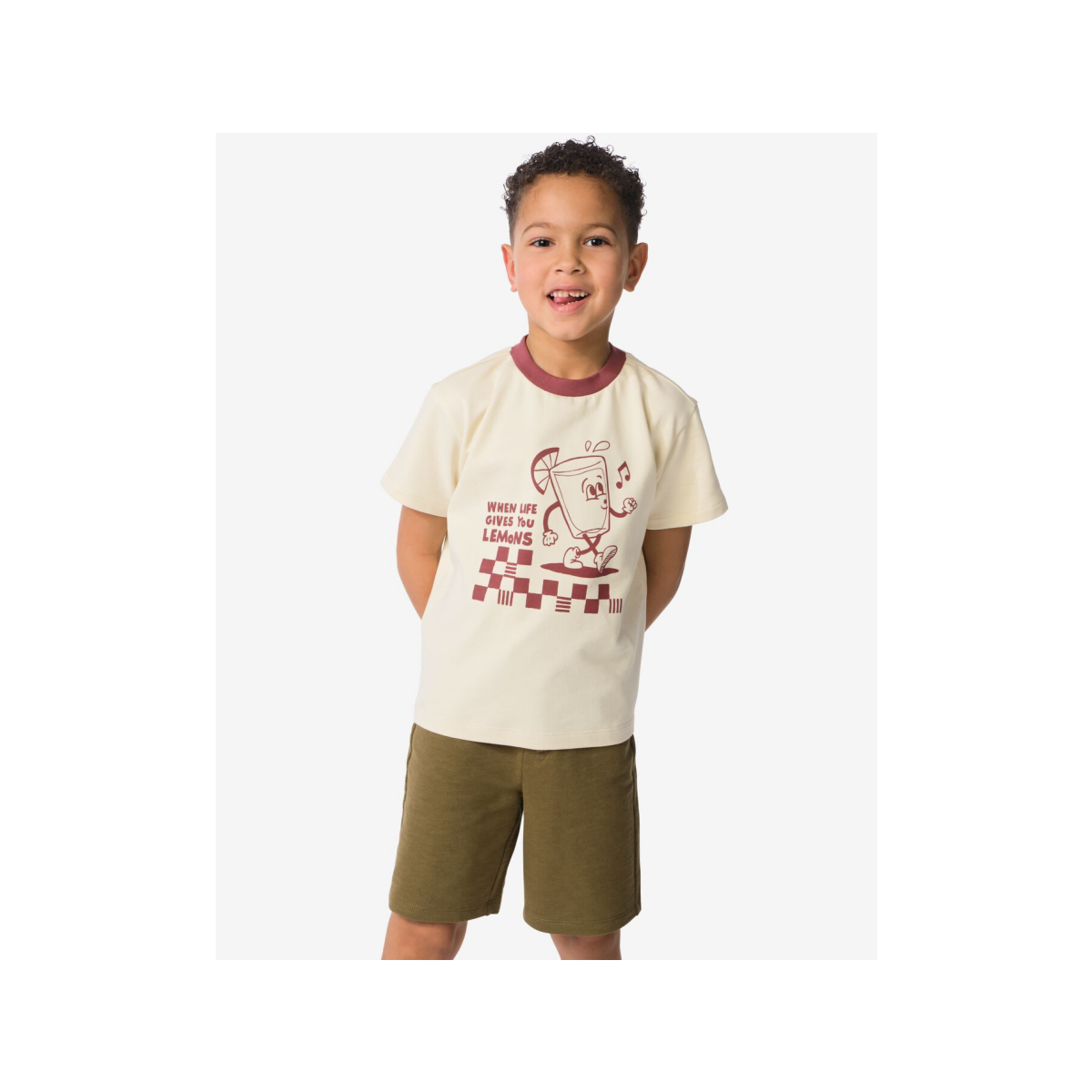 HEMA Kinder T-shirt retro ecru (ecru)