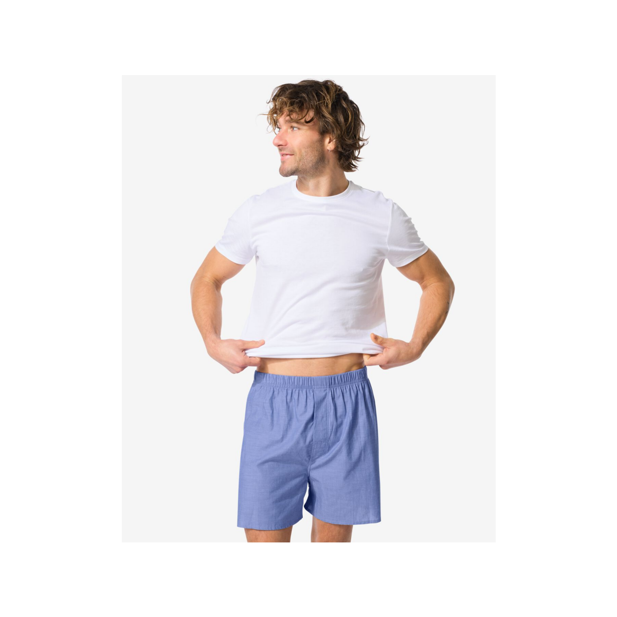 HEMA Losse herenboxer chambray blauw (blauw)