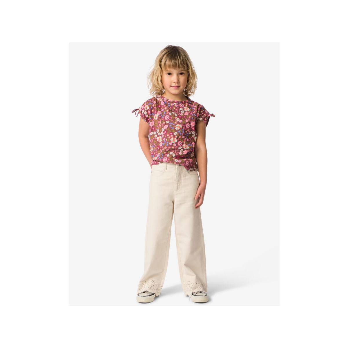 HEMA Kinderbroek broderie ecru (ecru)