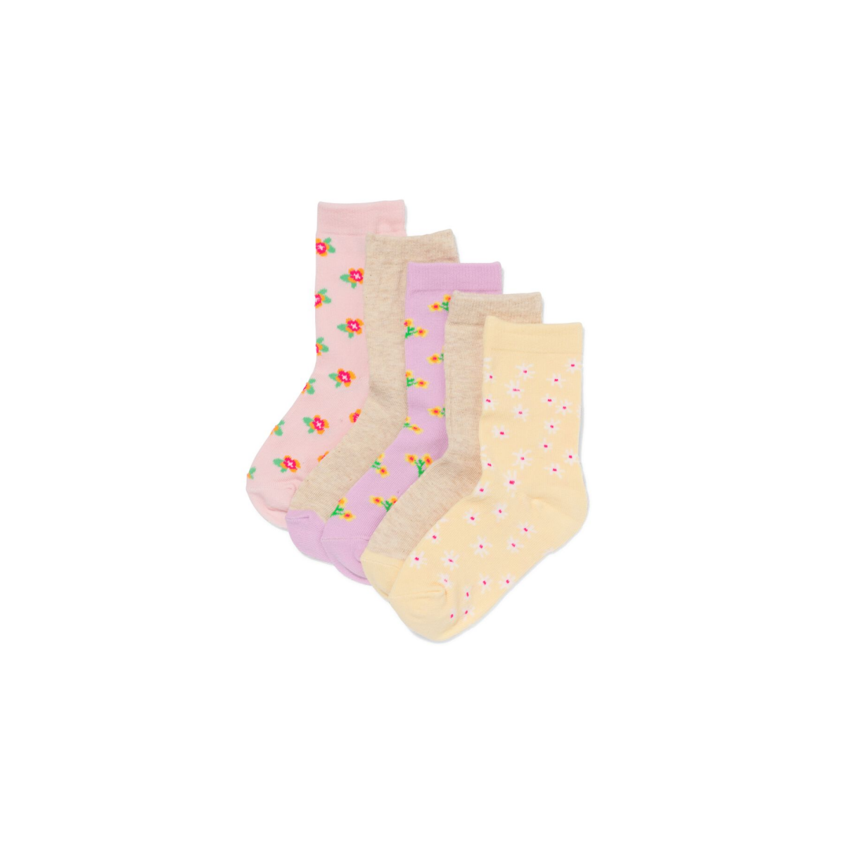 HEMA Kindersokken bloemen - 5 paar lila (lila)