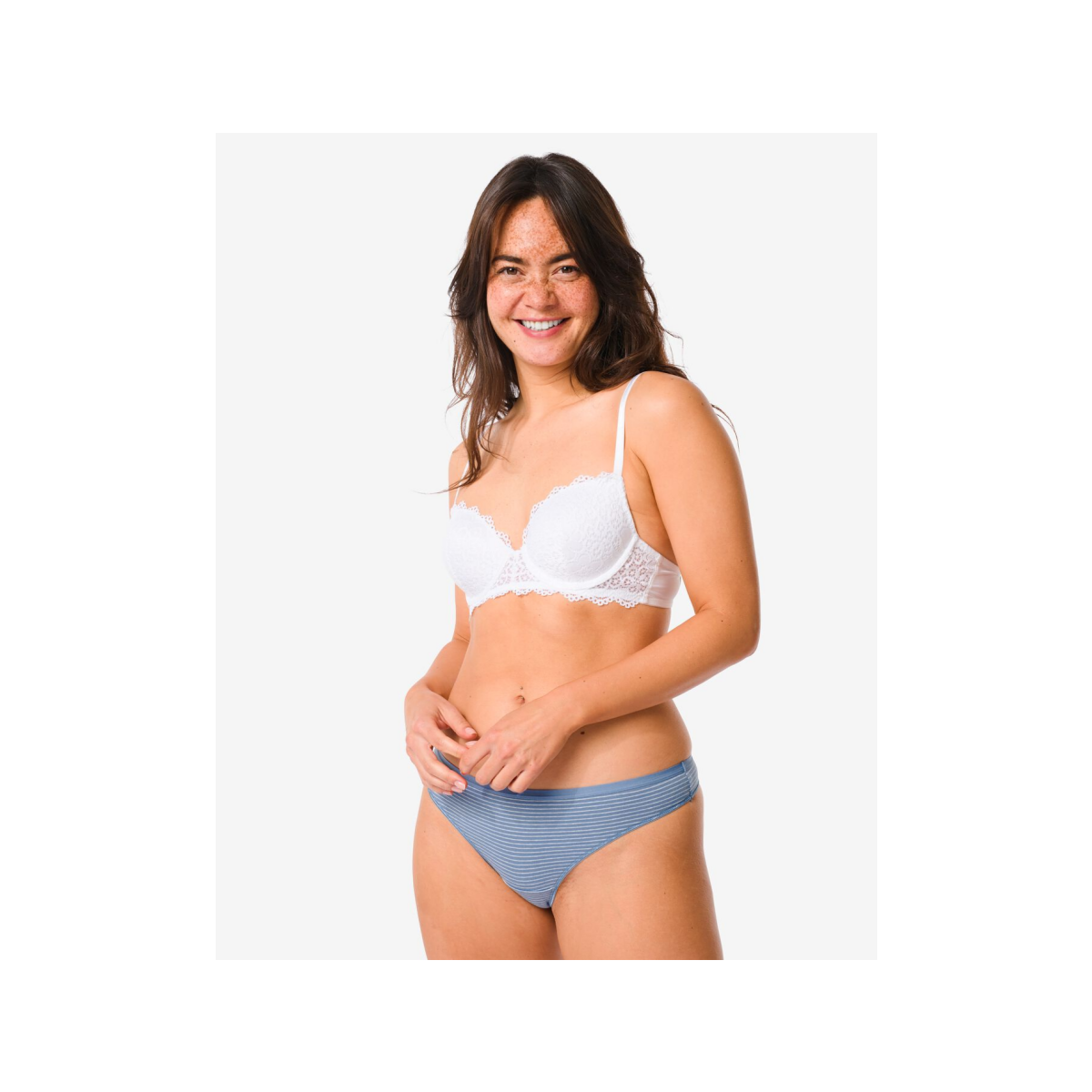 HEMA Damesstring katoen - 2 stuks blauw (blauw)