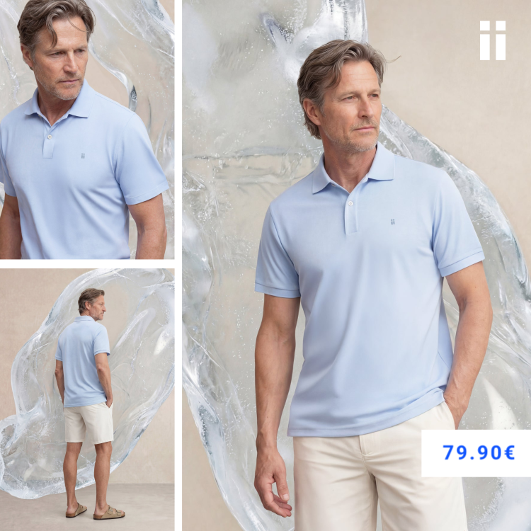 Polo manga corta hombre azul halo