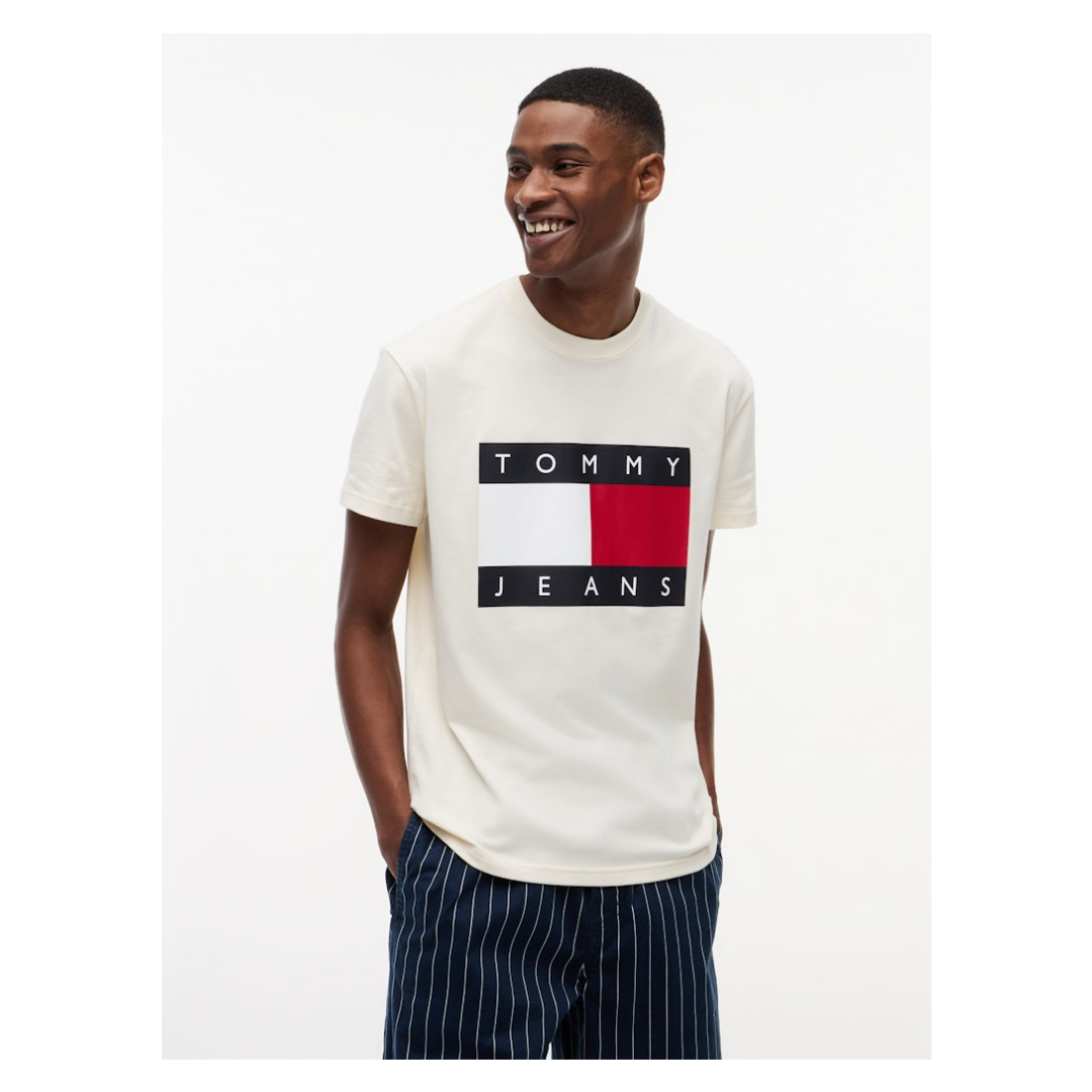 Tommy Jeans - Herren T-Shirt - Weiß - Größe: L - bei Tara-M