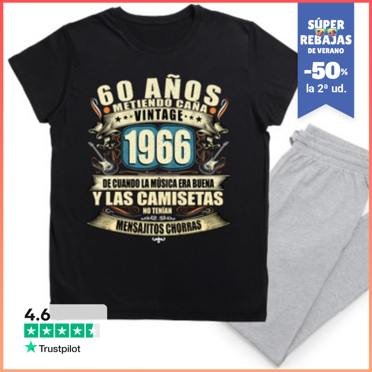 Pijama 60 Años 1966 Cumpleaños Rock Retro LaTostadora