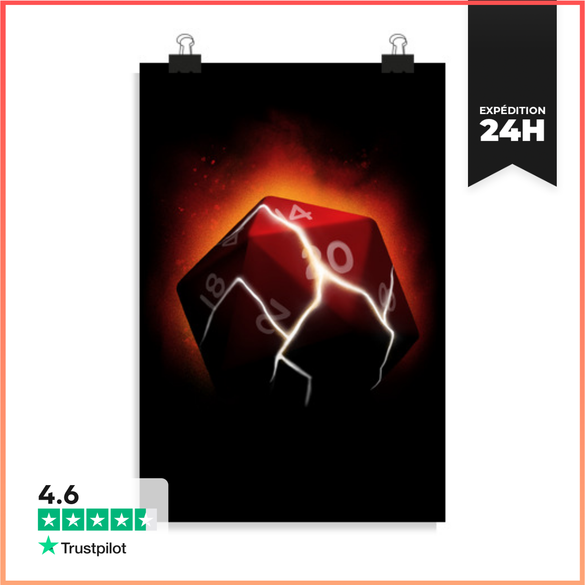 Poster Vertical 2:3 - (20 X 30 Cm) coup critique - boardgame dnd rpg maste