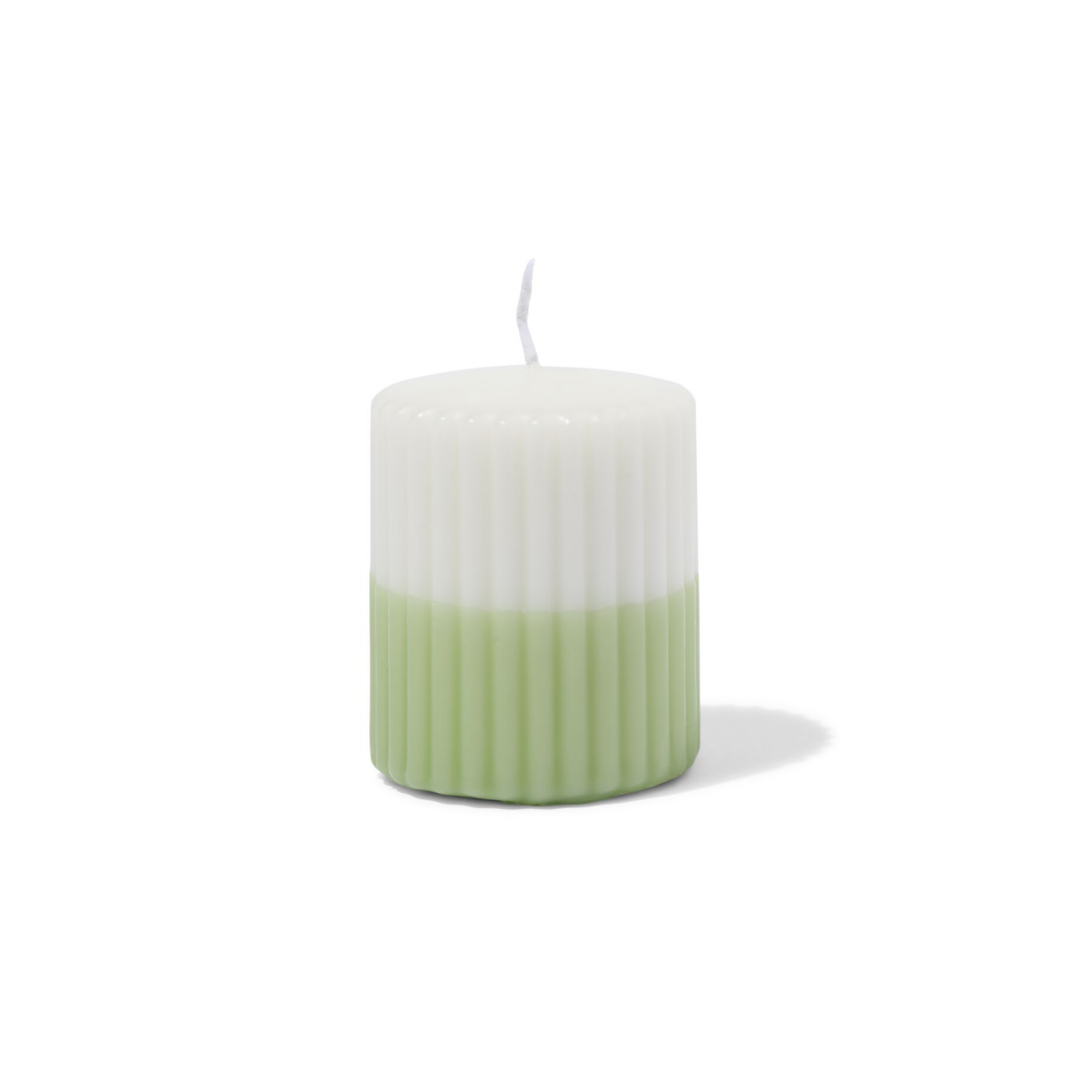 HEMA HEMA Stompkaars ⌀7x8cm Ribbel Ivoor-lichtgroen (lichtgroen)