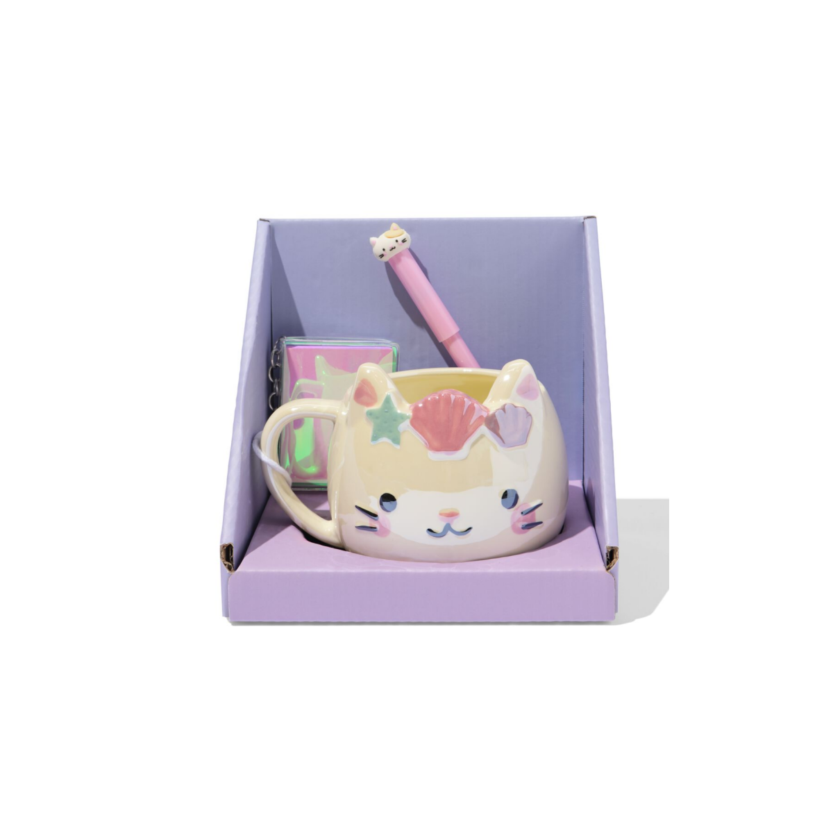 HEMA Mok cadeauset schrijfwaren ocean gems keramiek kat