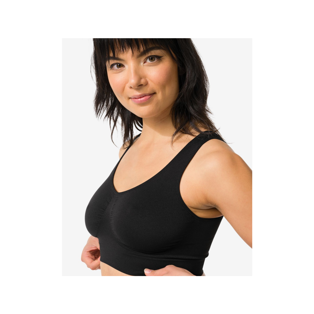 HEMA HEMA Niet Voorgevormde Top Zonder Beugel Naadloos Zwart (zwart)