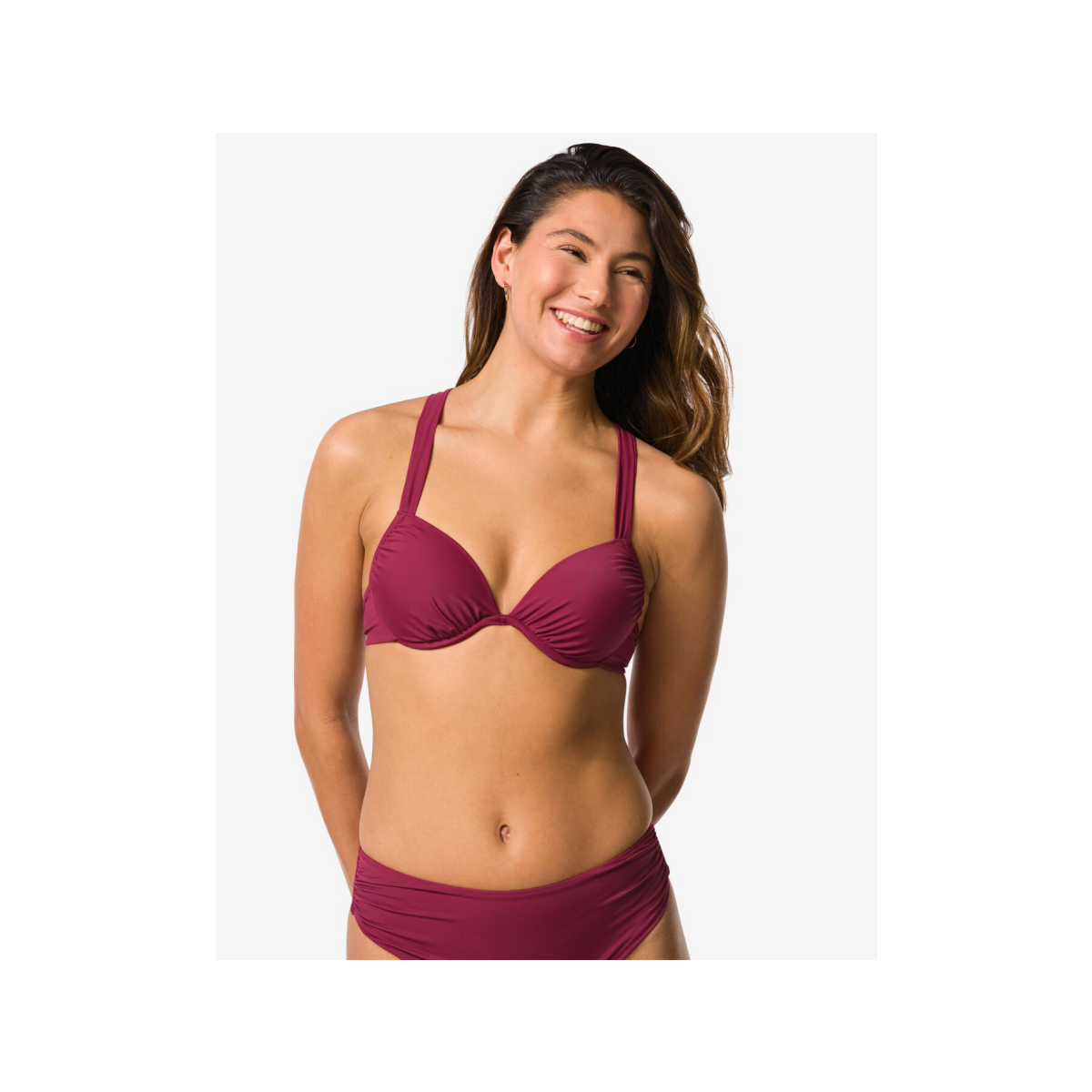 HEMA HEMA Damesbikinitop Isa Push-up Polyamide Donkerrood (donkerrood)