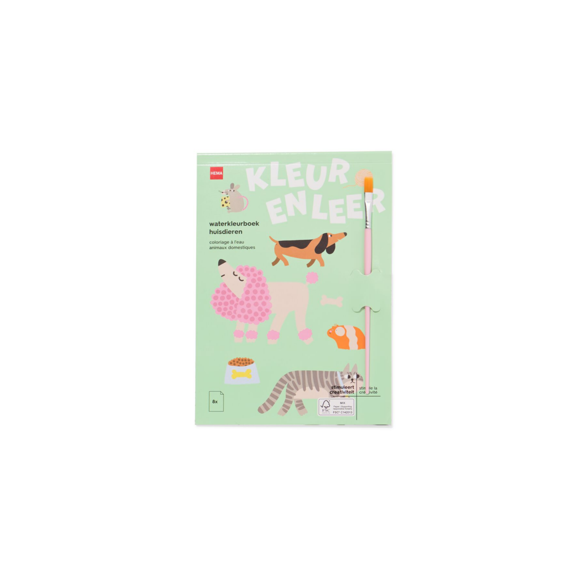 HEMA Kleurboek met kwast huisdieren