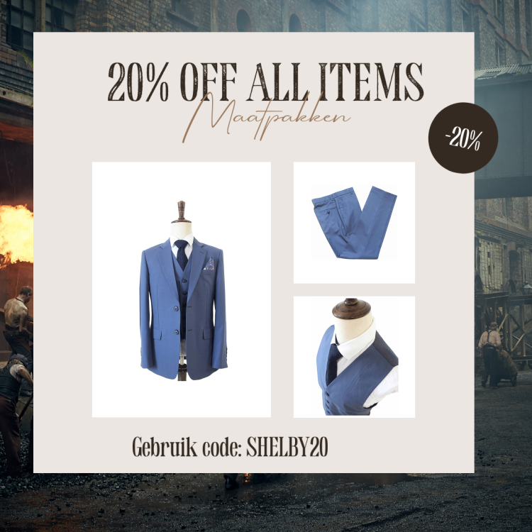 Maatpak Voor Heren | 3-delig Pak | Lichtblauw | Kamgaren Wol | Lichtgewicht & Ademend | Peaky Blinders