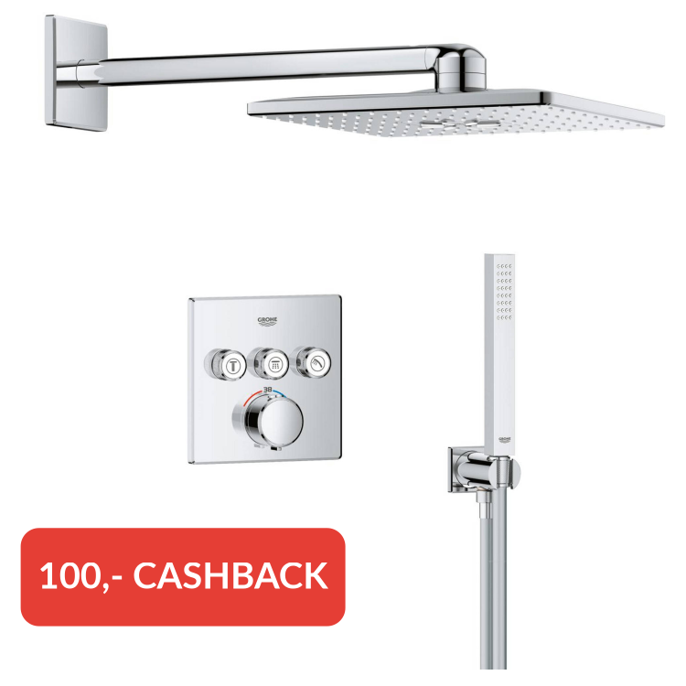Grohe Precision SmartControl inbouw regendoucheset met 3 straalsoorten vierkant Ø31cm chroom