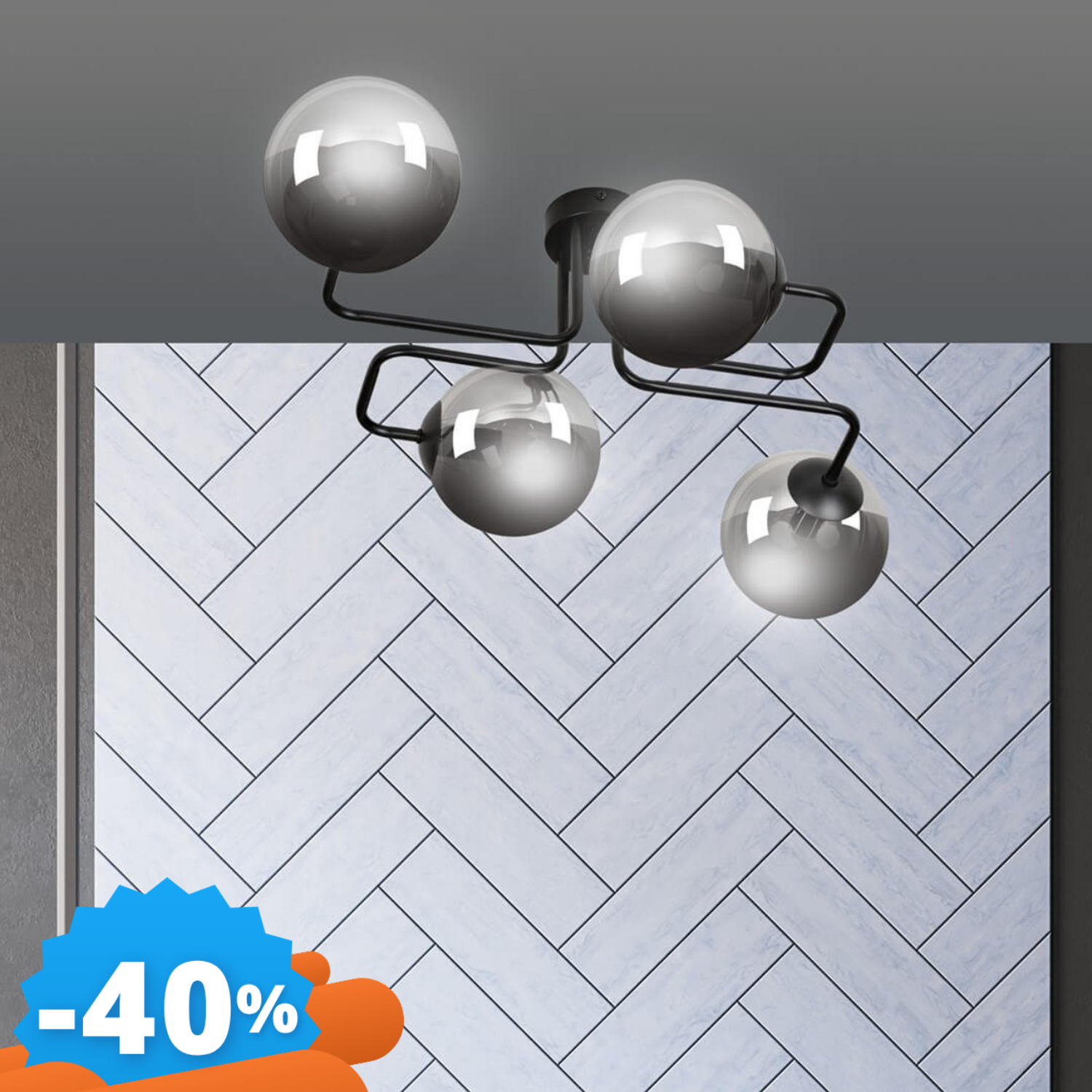 Emibig Lighting Lampadario Da Soffitto Brendi 4 In Acciaio E Vetro 4Xe14