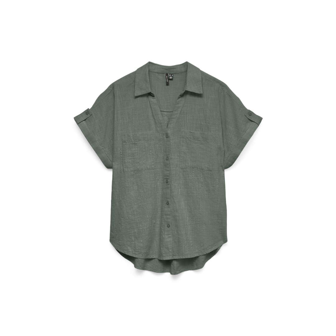 Vero Moda - Damen Kurzarmbluse - Grün - Größe: L - bei Tara-M