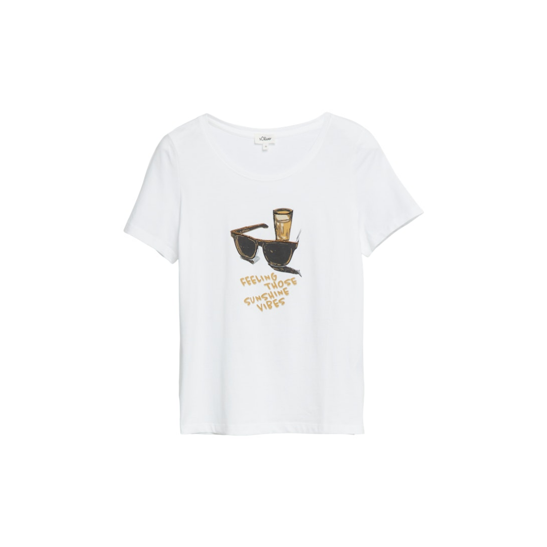 s.Oliver - Damen T-Shirt - Weiß - Größe: 46 - bei Tara-M